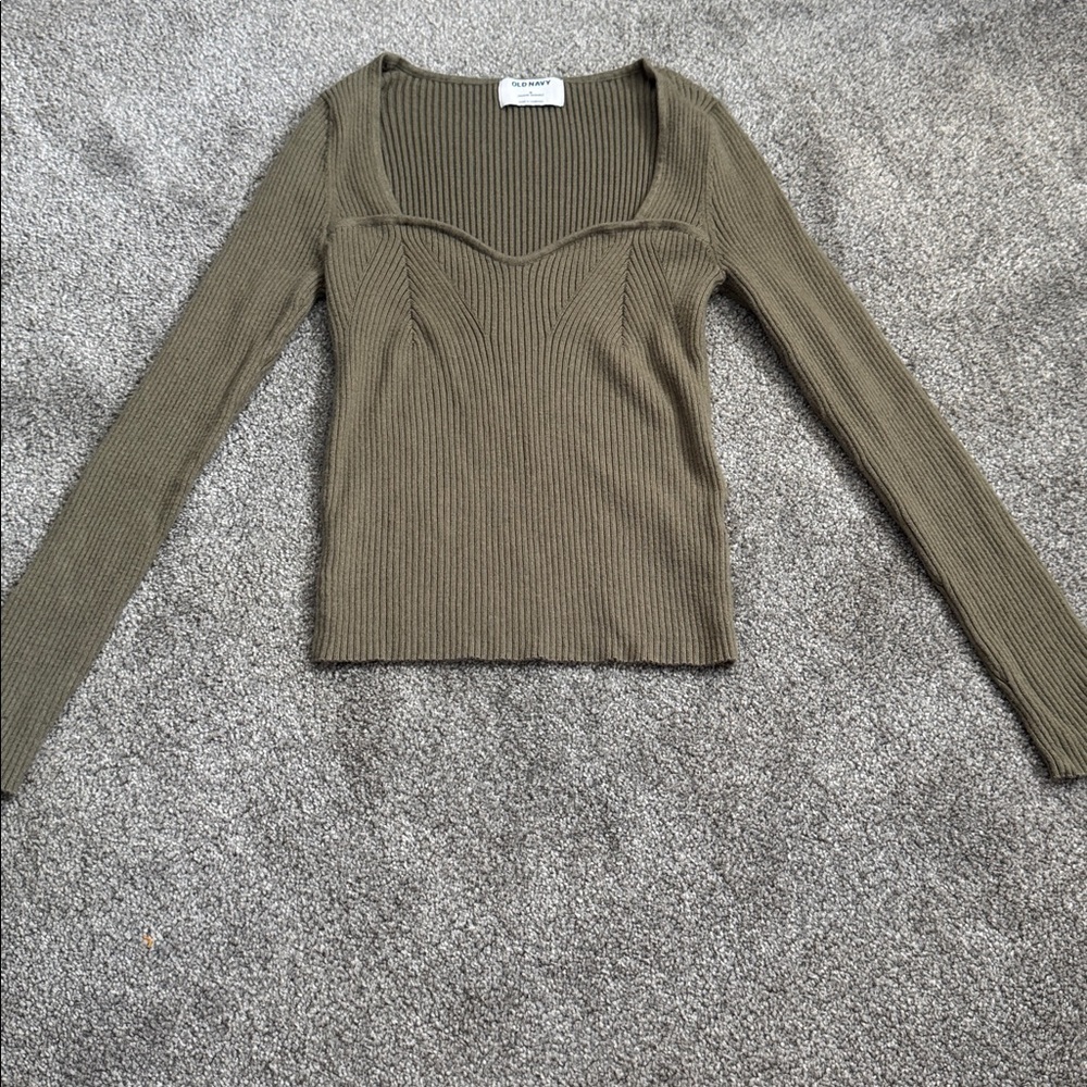Old Navy Ribbed Knit Top in Olive